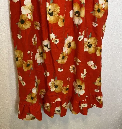 Orange Creek Los Angeles Floral Midi Dress Linen Boho Sz M Women’s Summer