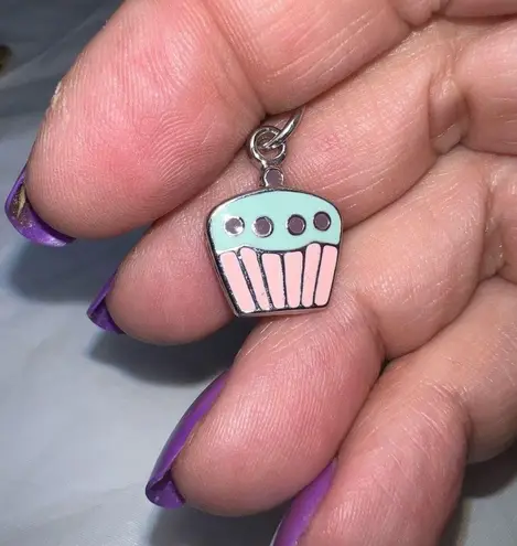 Cupcake Clip on Charm for Bracelet Pink