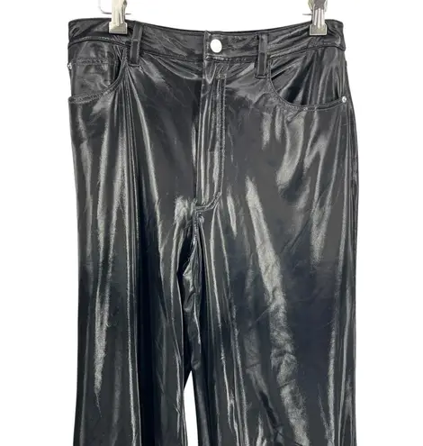 We Wore What Black Faux Leather Pants Size 29 High Rise Wide Leg Shiny