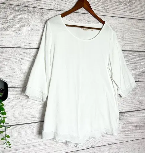 Soft Surroundings White Cotton Layered Blouse Casual Top Size Medium