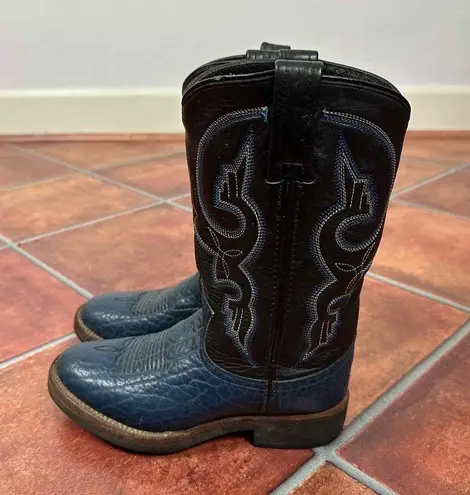 Double H Leather Pull Strap Western Embroidery Womens Boots Size 6.5 Black