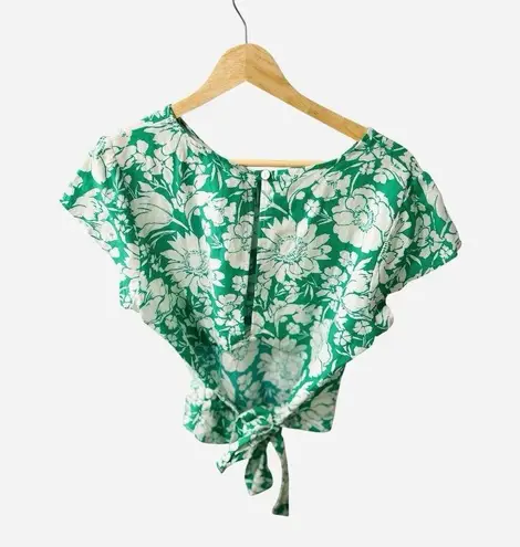 Amour Vert Women’s Shea Ramie Bloomsbury Size Large Green Floral Spring Top NWT