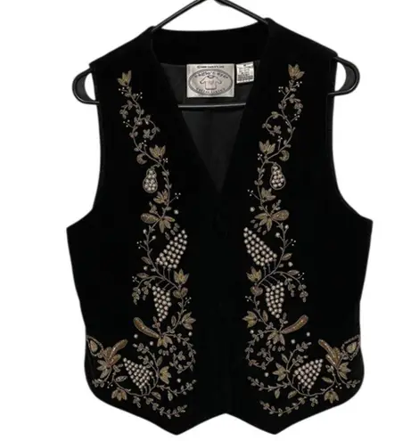 Eagle Eye Vintage 90s Holiday Evening Black Velvet Vest Womens Size Medium