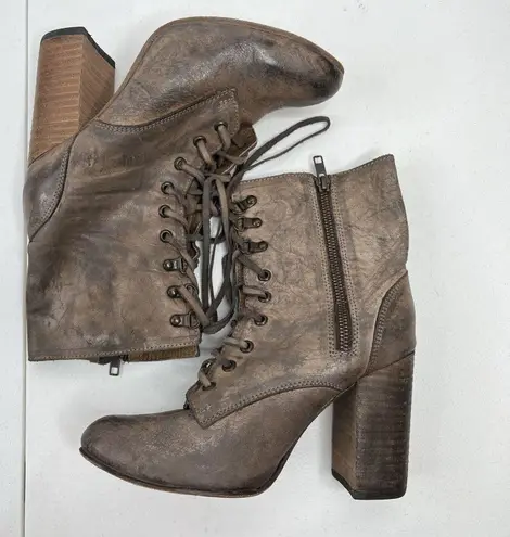 Freebird by Steven Size 9 Holis Boots Leather Heeled Zip Lace Up Brown Women's