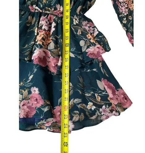 Yumi Kim Green Floral Long Sleeve Dress Women's Size XXS | 49-54
