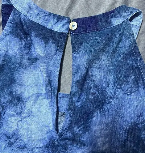 Cynthia Rowley  Blue Tie Dyed 💯 Linen Tent Dress