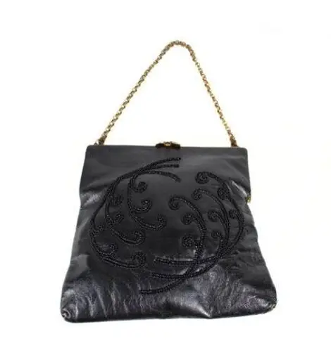 Rare Vintage Walborg Belgium Black Beaded Evening Bag Art Deco