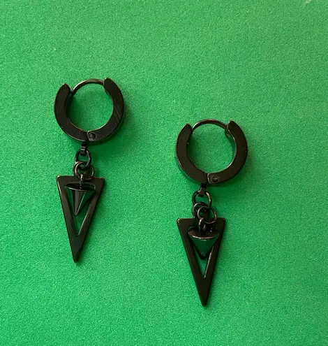 Titanium Steel Spike Dangle Drop Earrings for Men Women,Punk Hip Hop Earrings Black