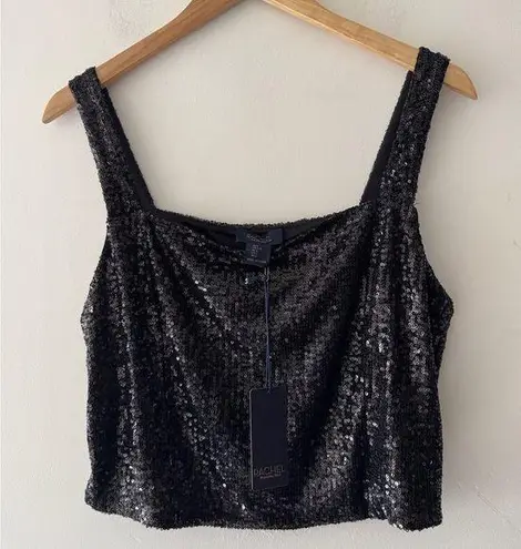 NEW!! Rachel Roy Black Sequin Crop Top Size L