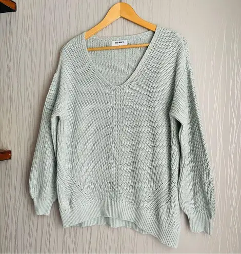 Old Navy  V Neck Cable Knit Sweater Size Medium Green