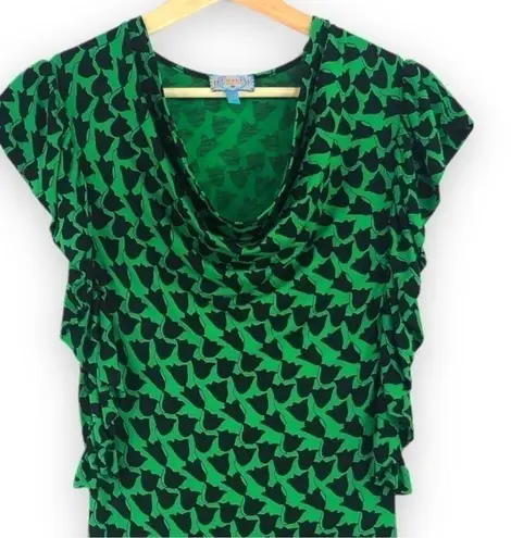 Plenty By Tracy Reese - Green and Black Floral Ruffle Dress - P/S