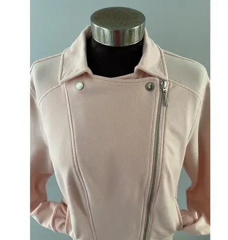 H by Halston Moto Jacket Size 14 Pink French Terry Crop Motorcycle Jersey