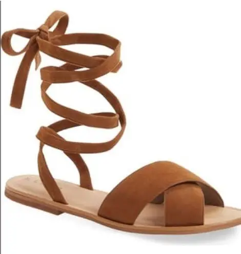 Hinge Size 8 Tan Brown Leather Lace Up Sandals