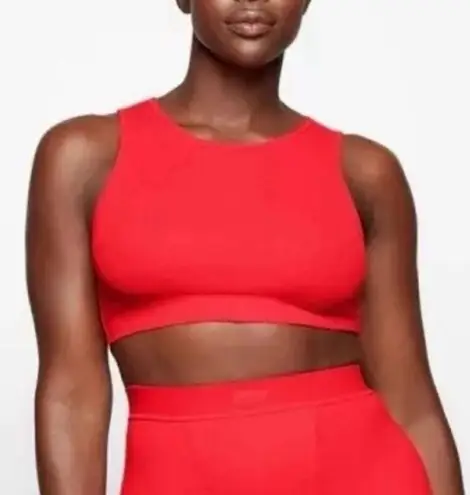 SKIMS Size 4X RUNS SMALL Cotton Rib Super Crop Tank Ruby AP-CRP-1399 NWT