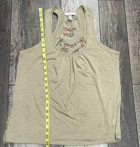 Weavers Beige Sleeveless Scoop Neck Racerback With Floral Design Size Medium