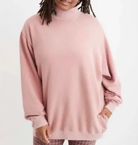 Aerie  Everyday The Cozy Mock Neck Sweatshirt Longline pockets mauve pink Medium