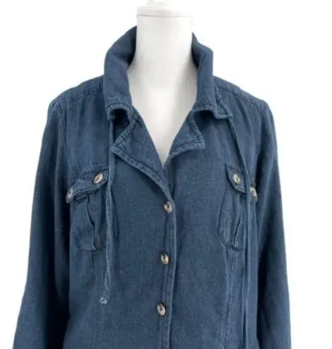 CAbi  Chambray Denim Utility Shirt Jacket Shacket Versatile Dark Wash size Medium