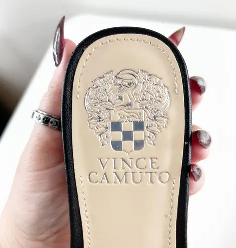 Vince Camuto  Semtera Woven Kitten Block Heel Square Toe Slide Sandals Black 6.5