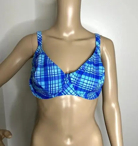 Vintage Christina Krista Blue Plaid Bikini Top Size 14