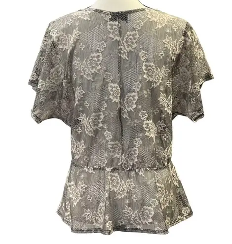 R. Marks Women's Sheer Lace Top Size S/M Gray
