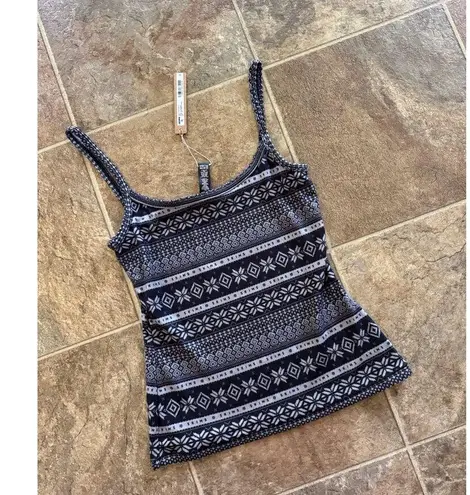 SKIMS Logo Plush Pointelle Cami Onyx Mirror Fairisle Size Medium