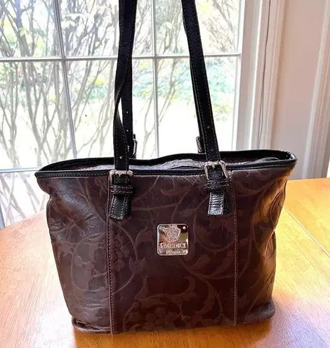 IMEDICI Firenze Leather Tote Purse Shoulder Bag Zip Around Italian Medium Size Brown