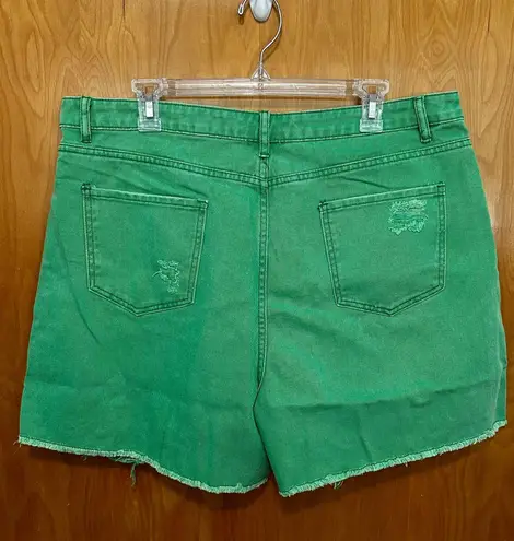 Pink Lily Green Jean Shorts