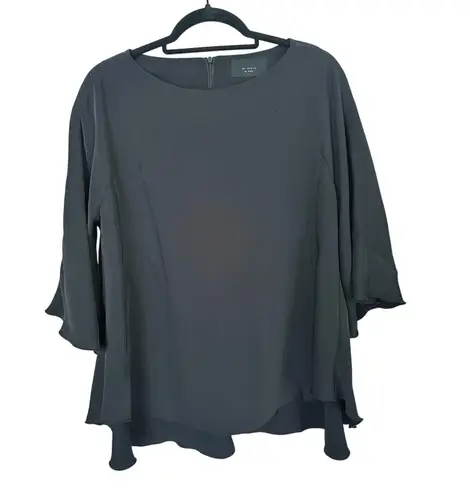 El. Story by Italy Black Stingray Blouse Large Flare Sleeve Relaxed Minimalist