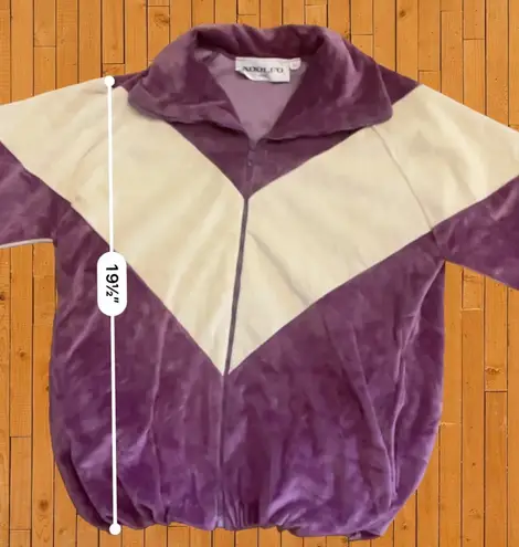 Adolfo Sport Vintage Women’s Size Small Velour Track Jacket • Purple & Cream GUC