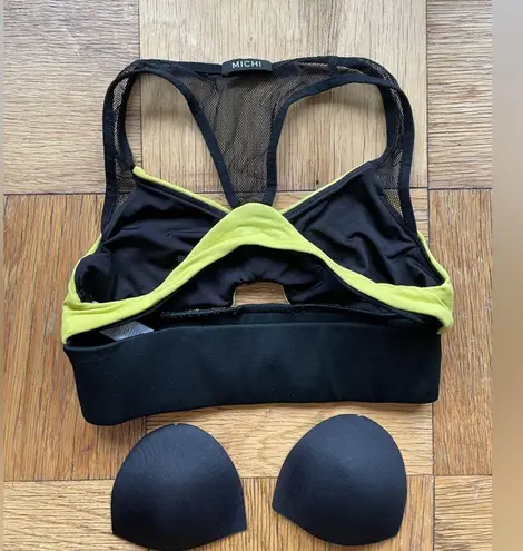 Michi Wildcat Sports Bra Acid Yellow/Black Sz S EUC