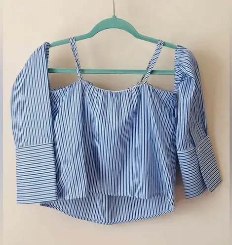A. Calin Off the Shoulder Pinstripe Blouse - Size Small NWT