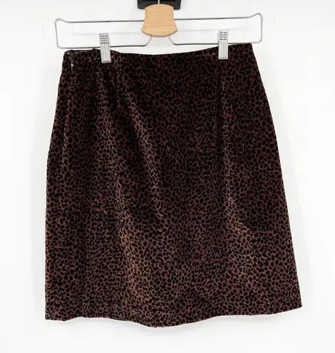 J. McLaughlin  Womens Leopard Animal Printed Velvet Mini Skirt Size 6 Brown