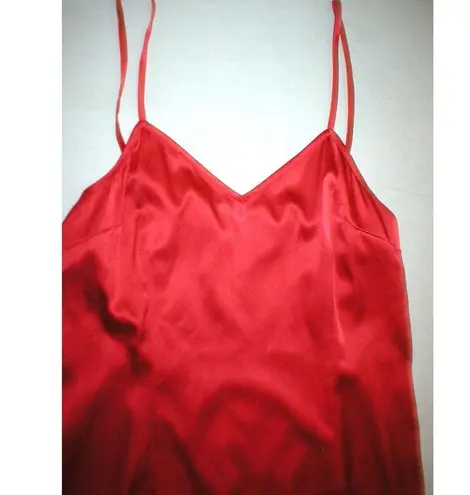 New Designer Worth New York Silk Red Chemise Night Gown 4 Womens Babydoll Adjust