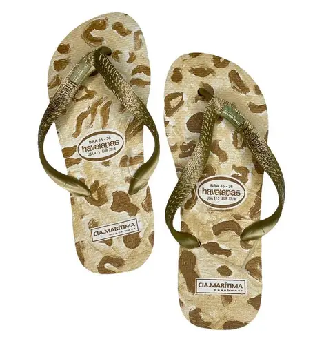 Havaianas new x CIA Maritima ☼ Limited Ed Flip Flops ☼ Metallic Gold Leopard ☼