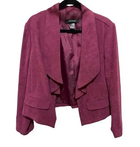Ashley Stewart Plum Purple Faux Suede Drape Open Front Jacket Sz 16 Wo…