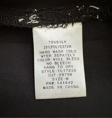 YA Los Angeles Top Blouse Black Silk Blend Sleeveless Fringe Hem Top Small NEW