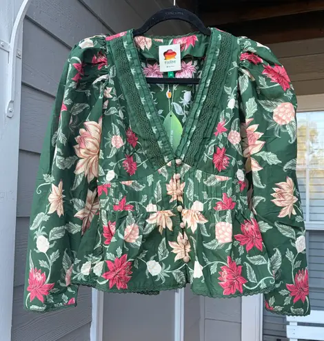 Farm Rio Green Pineapple Garden Blouse