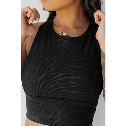 Celestial Bodiez Cropped ‘Power Tank’ Top in 'Black Zebra' Size Medium Black