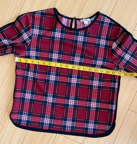 Timing Plaid Tartan Red & Black Blouse Top