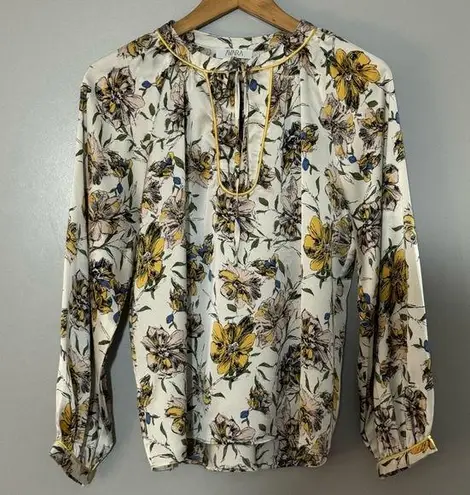 Avara Annalise Floral Cream Yellow Print Long Sleeve Blouse Size S