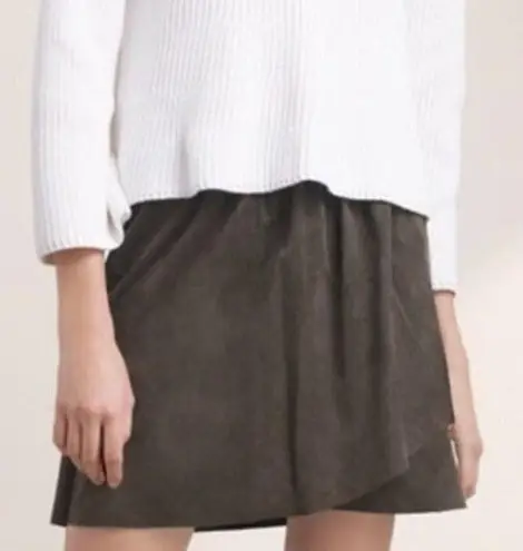 Aritzia Wilfred Free Faux Suede Leather Faux Wrap Mini Skirt Brown Size M