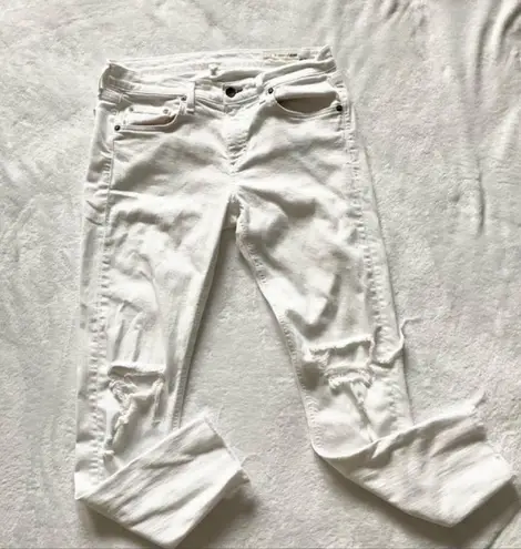 Rag and Bone  White Distressed Dre Capri Pants