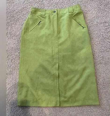 CLICK Kiwi Suede Front Slit Pencil Skirt Green Size 6