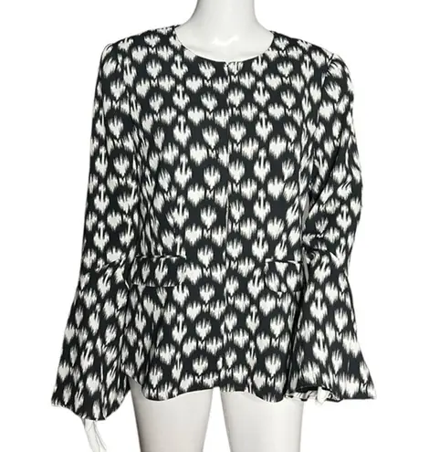 Le Gali Jacket Womens Small Black White Geometric Divya Bell Lightweight Blazer