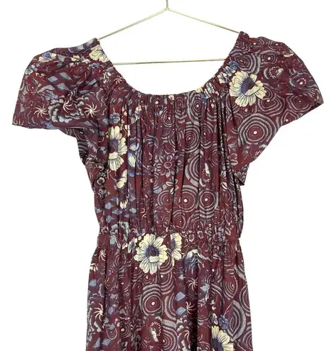 Ulla Johnson  Nanette Heliotrope Dark Floral Puff Sleeve Midi Dress Size 0