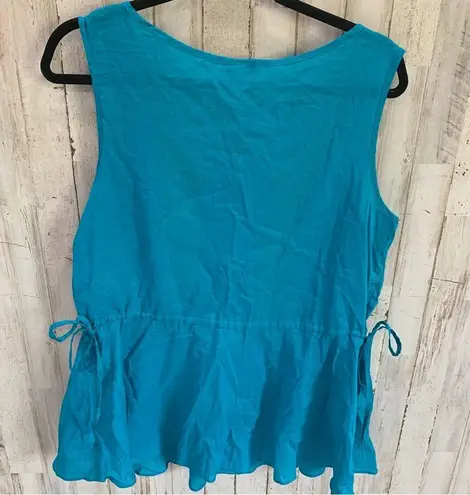 Calypso St. Barth NWT for Target Blue Woven Side Cinch Cotton Top Lightweight