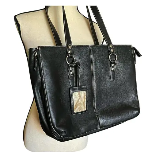 Buxion Genuine Black Pebbled Leather Laptop/Tablet Satchel Bag.