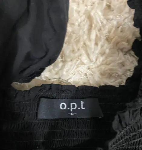 O.P.T Black Square Neck Smocked Tiered Midi Dress