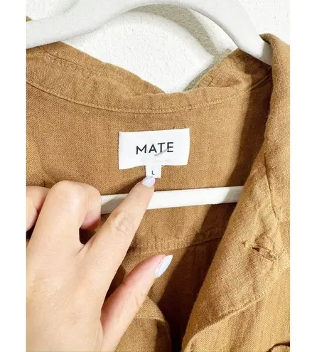 Mate the Label Long Sleeve Linen Buttondown Jumpsuit Sedona Brown Large