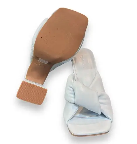 New Open Edit Saydee Sandal Chunky Flared Heel Puffy Knot Blue Skyride Sz 8